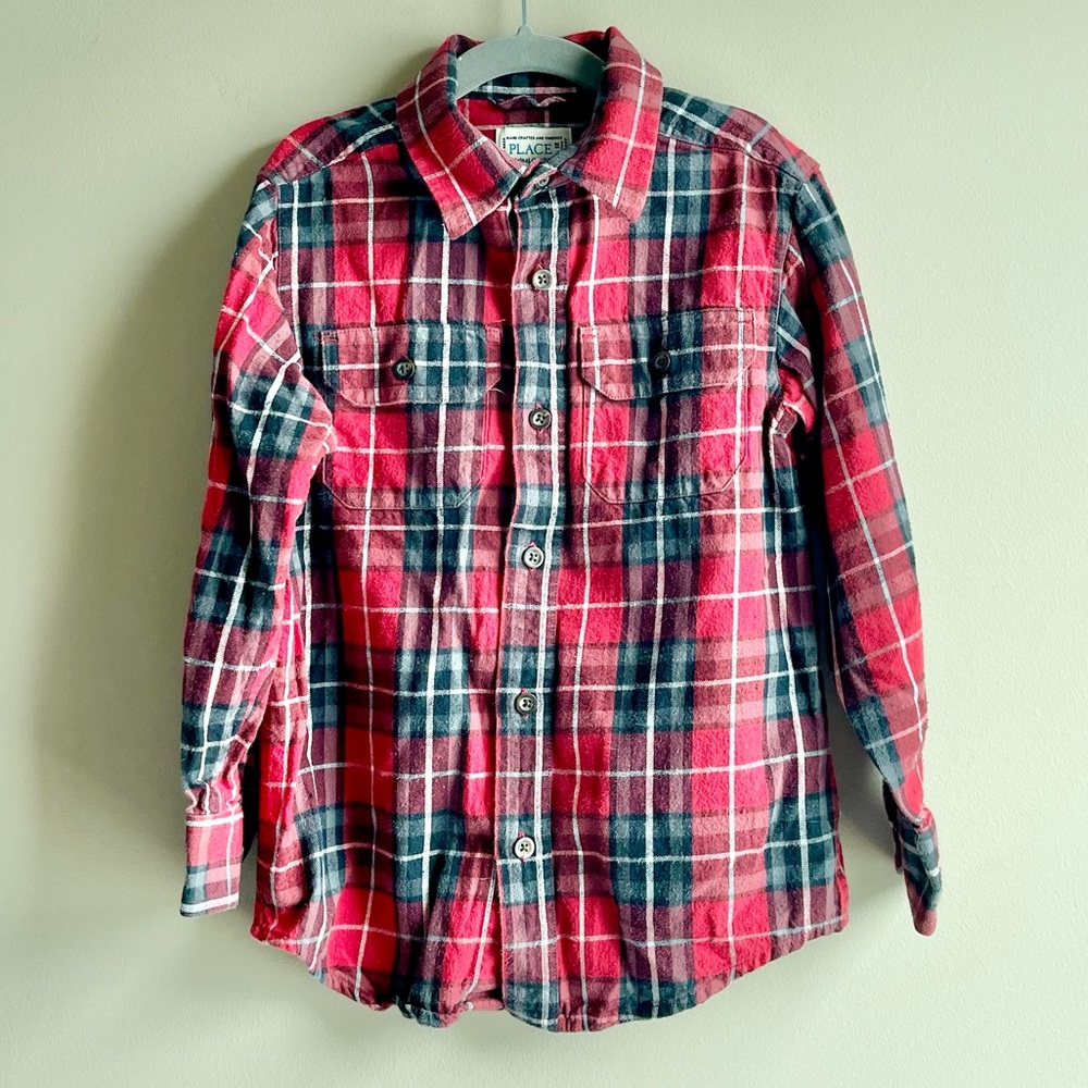 Children’s Place Red and Black Plaid Button Down Shirt